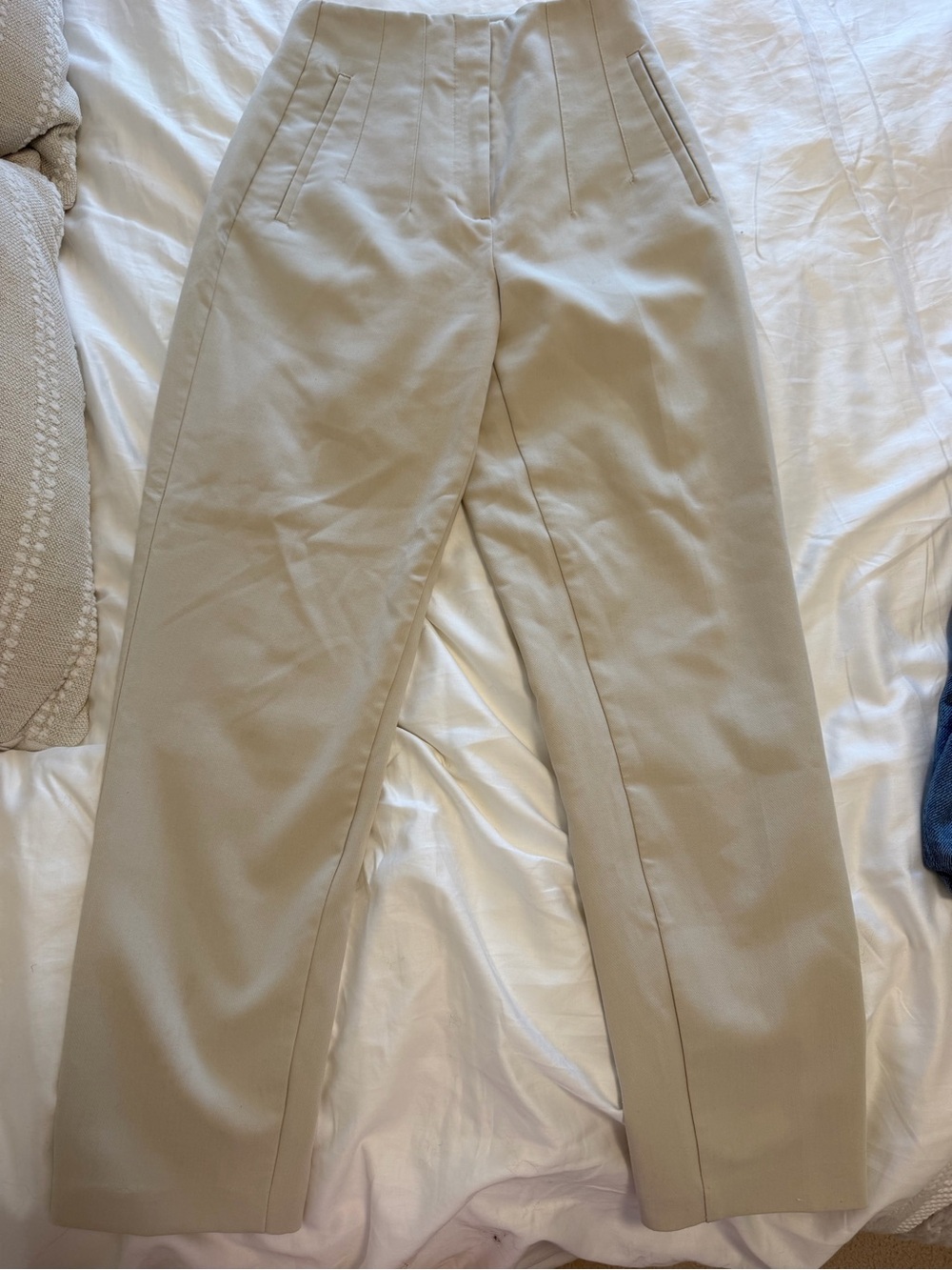 Zara Beige High-Rise Straight Dress Pants